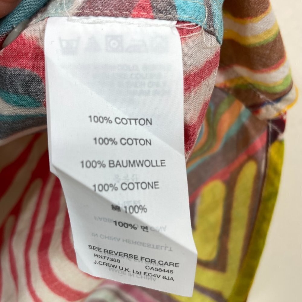 J.Crew  Women's Size 0 Boy Shirt in Geo Brush Stroke Rainbow Button Front Blouse - Picture 5 of 6